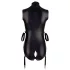 Cottelli Bondage - Ärmeloser, glänzender Body & Armfessel (Schwarz) - XL