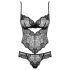 Obsessive Alluria - Florales Spitzen-Body (Schwarz)