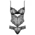 Obsessive Alluria - Blumen-Spitzenbody (schwarz) - L/XL