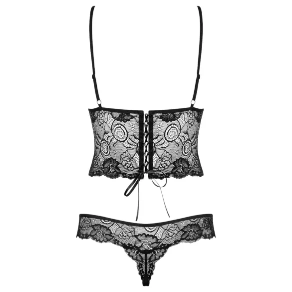 Obsessive Alluria - Blumen-Spitzenbody (schwarz) - L/XL