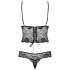 Obsessive Alluria - Blumen-Spitzenbody (schwarz) - L/XL