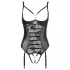 Abierta Fina - Funkelndes Spitzen-Body mit offenem Träger (schwarz) - 80C/M