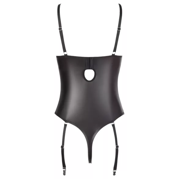 Abierta Fina - Funkelndes Spitzen-Body mit offenem Träger (schwarz) - 80C/M
