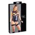 Cottelli Bondage - Glänzender Offener Body & Handfesseln (Schwarz) - M
