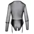 Cottelli - Langarm-Body mit offenem Schritt und Handschellen (schwarz)