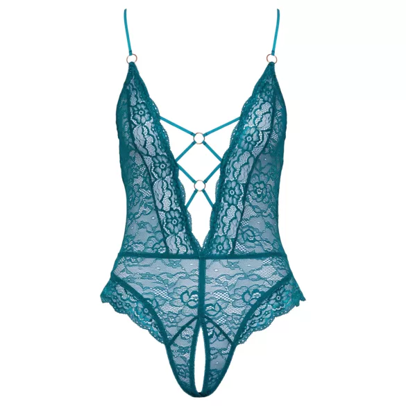 Cottelli - Schnür-Body aus Spitze, offen (grün) - L