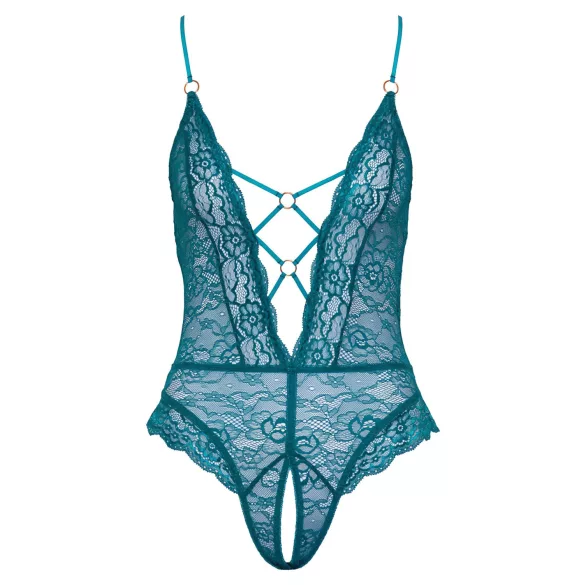 Cottelli - Schnür-Body aus Spitze, offen (grün) - XL