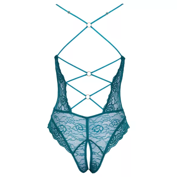 Cottelli - Schnür-Body aus Spitze, offen (grün) - XL