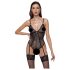 Cottelli - Offener Body mit Strapsen und Spitze (Schwarz)