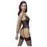 Cottelli - Offener Body mit Strapsen und Spitze (Schwarz)