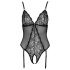 Cottelli - Offener Body mit Strapsen und Spitze (Schwarz)