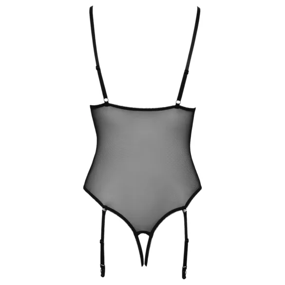 Cottelli - Strumpfhalter, Spitzen-Body mit offenem Design (schwarz) - XL