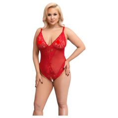 Cottelli Curves - Transparenter Spitzen-Body (Rot)
