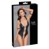 Cottelli Bondage - Glänzender offener Body mit Ringen (schwarz) - L