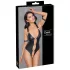 Cottelli Bondage - Glänzender, offener Body mit Ringen (schwarz) - L