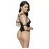 Cottelli Bondage - Glänzender, offener Body mit Ringen (schwarz) - L
