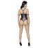 Cottelli Bondage - Glänzender offener Body mit Ringen (schwarz) - L