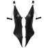 Cottelli Bondage - Glänzender offener Body mit Ringen (schwarz) - L
