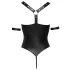 Cottelli Bondage - Glänzender, offener Body mit Ringen (schwarz) - L