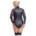 Cottelli Bondage Plus Size - Body mit Spitzärmeln (schwarz)