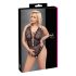 Cottelli Curves Plus Size - transparenter gemusterter Body (schwarz)