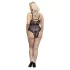 Cottelli Curves Plus Size - transparenter gemusterter Body (schwarz) - 90D/XL