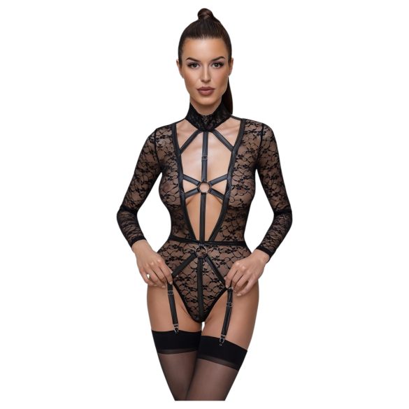 Cottelli - transparenter Riemenbody (schwarz) - XL