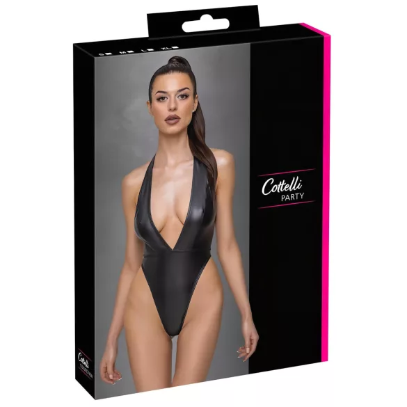Cottelli Party - Glänzender Neckholder-Body (Schwarz) - L