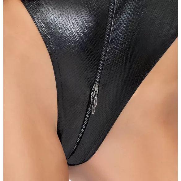 Noir - Schlangenhautmuster-Body (schwarz) - XL