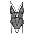 Cottelli - Offener, riemchen Body mit Strumpfhalter (schwarz) - M