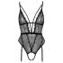 Cottelli - Offener, riemchen Body mit Strumpfhalter (schwarz) - L