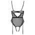 Cottelli - Offener, riemchen Body mit Strumpfhalter (schwarz) - L