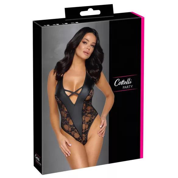 Cottelli Party - Blumenmuster-Body (schwarz) - M