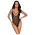 Cottelli - bestickter, offener Spitzenbody (schwarz-lila)