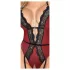 Abierta Fina - offener Body mit Strumpfhalter (schwarz-rot) - M