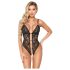 Abierta Fina – Offener Spitzenteddy mit Strass (Schwarz)