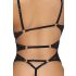 Abierta Fina – Offener Spitzenteddy mit Strass (Schwarz)