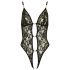 Abierta Fina – Offener Spitzenteddy mit Strass (Schwarz) - XL
