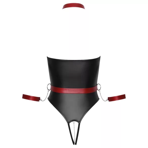 Cottelli Bondage - glänzender Body und Armfesseln (schwarz) - M