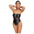 Cottelli Bondage - Glänzender Body und Armbänder (Schwarz) - L