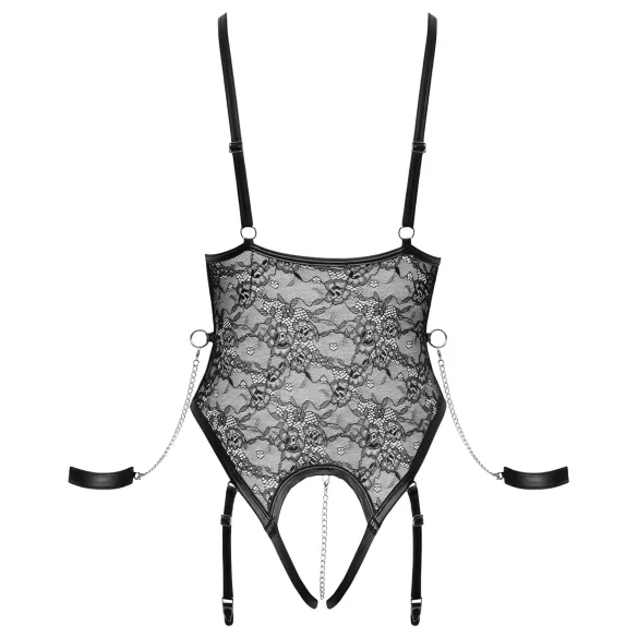 Cottelli Bondage - offener Body mit Fesseln (schwarz)