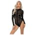 Noir - langärmeliger Body mit Leopardenmuster (schwarz)