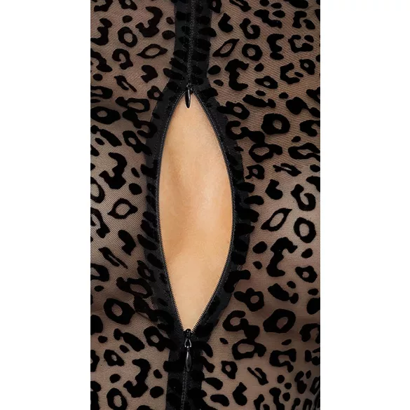 Noir - Langarm-Body mit Leopardenmuster (Schwarz) - M