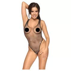 Cottelli - Schwarzer Netzbodysuit mit Strass (S-L)