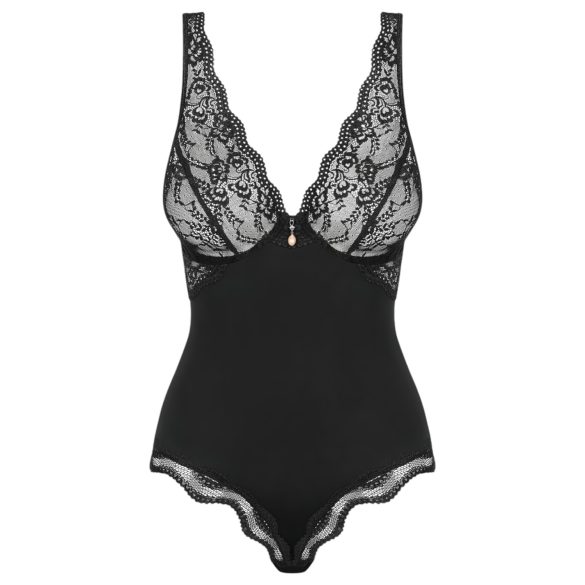 Obsessive Luvae - Body mit transparentem Brustteil (schwarz) - L/XL