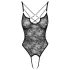Cottelli - Transparenter Spitzenbody mit Öffnungen (schwarz) - L