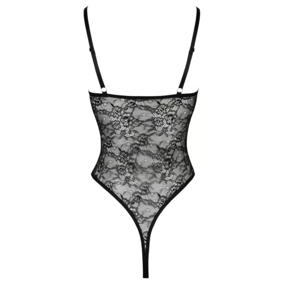 Cottelli - Transparenter Spitzenbody mit Öffnungen (schwarz) - XL