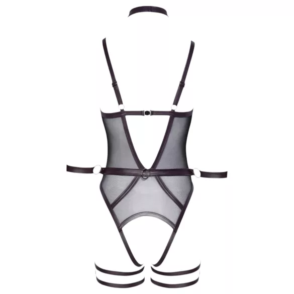 Cottelli Bondage - offener Body und Armfesseln (dunkellila) - M