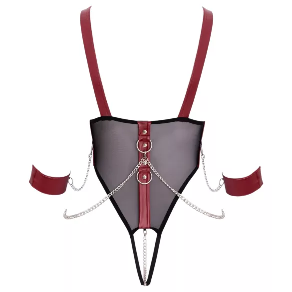 Cottelli Bondage - Offener Body mit Riemen und Kette (Schwarz) - M