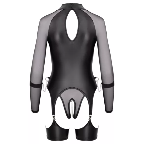 Cottelli Bondage - Transparente Oberteil mit Handschellen (schwarz)